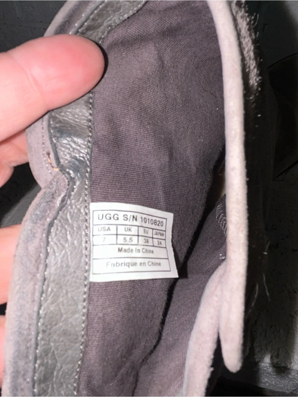 Ugg Tasman Rear Lace Up Boots Gray Suede Shearling Lined Size 7